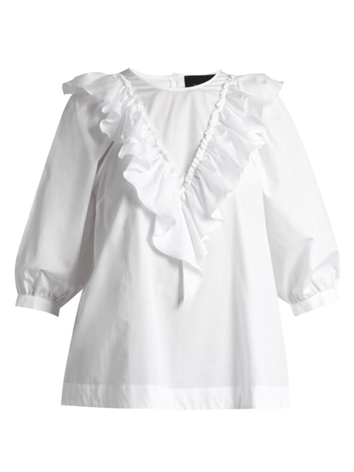 Simone Rocha Ruffle-trimmed Cotton-poplin Top
