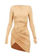 Matchesfashion.com Alexandre Vauthier - Asymmetric Draped-jersey Mini Dress - Womens - Beige