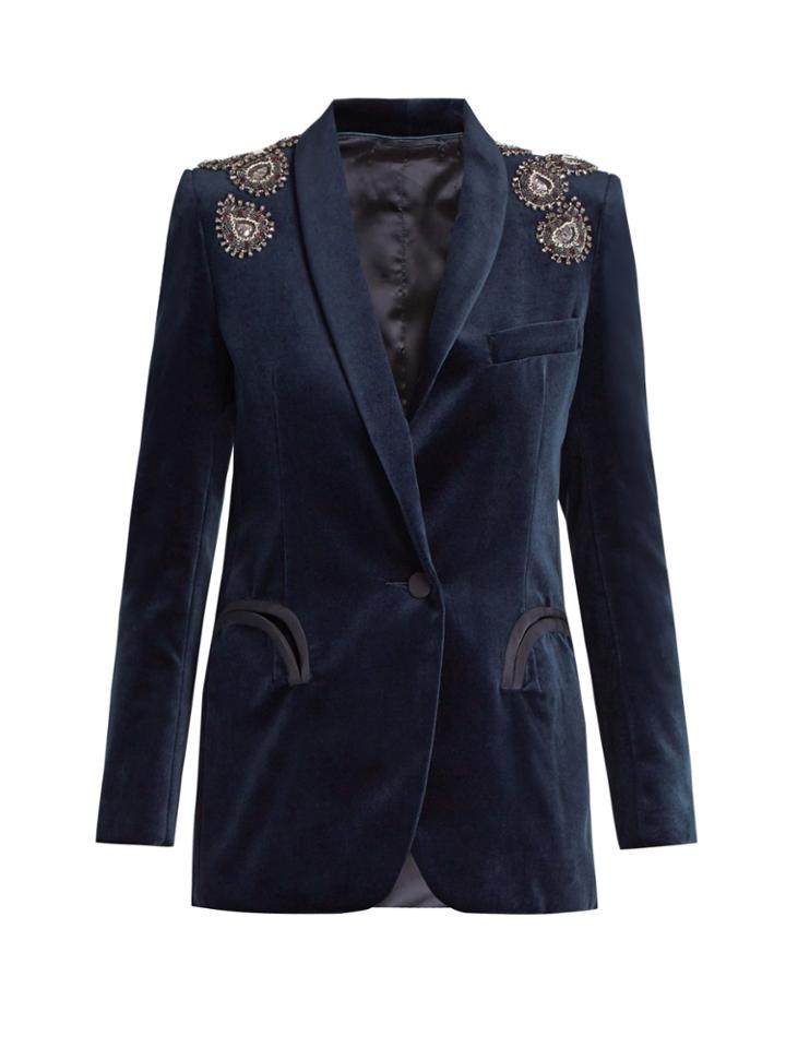 Blazé Milano Midnight Smoking Jealousy Velvet Blazer