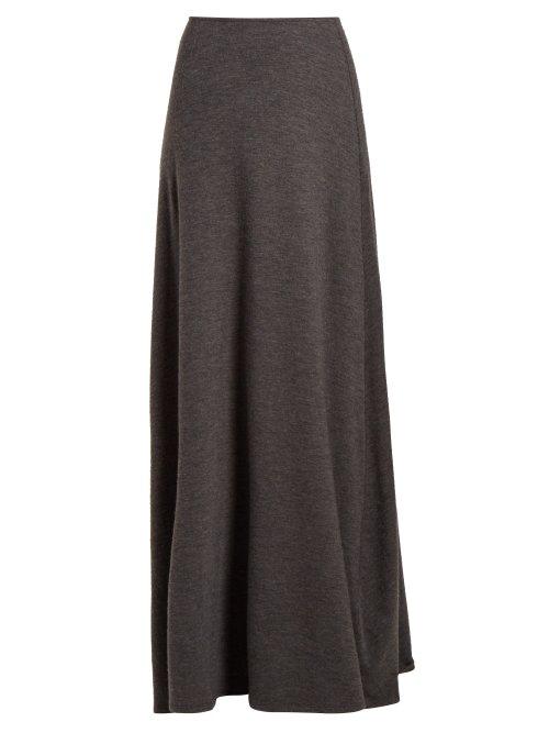 Matchesfashion.com The Row - Oda Stretch Cashmere Skirt - Womens - Dark Grey
