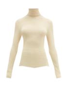 Matchesfashion.com Bottega Veneta - Roll Neck Chevron Stretch Knit Sweater - Womens - Cream