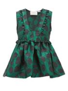 Matchesfashion.com La Doublej - Casati Peplum Satin Jacquard Top - Womens - Green Print