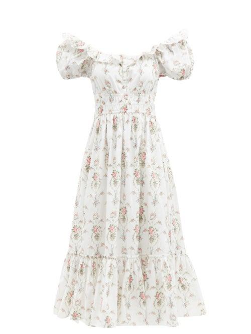 Loveshackfancy - Terrence Floral-print Cotton Midi Dress - Womens - Floral