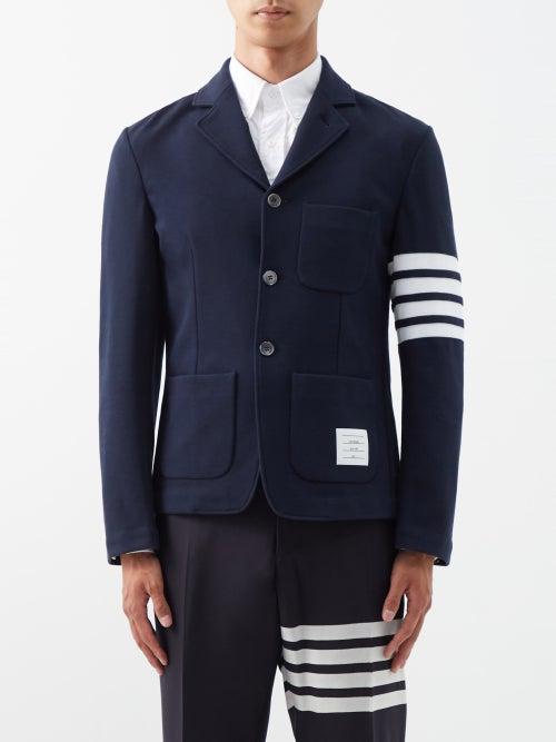 Thom Browne - Single-breasted Four-bar Cotton-blend Jacket - Mens - Navy