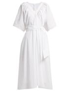 Matchesfashion.com Merlette - Lante Belted Cotton Dress - Womens - White