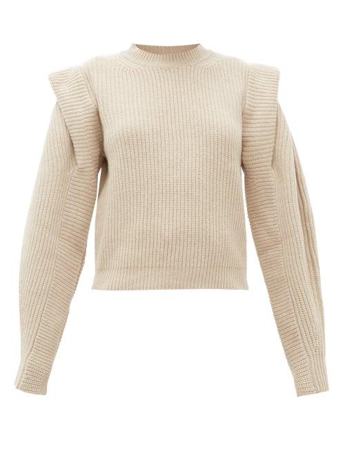 Matchesfashion.com Isabel Marant - Bolton Pintucked Shoulder Cashmere Blend Sweater - Womens - Ivory