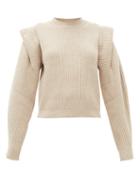 Matchesfashion.com Isabel Marant - Bolton Pintucked Shoulder Cashmere Blend Sweater - Womens - Ivory