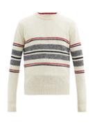Matchesfashion.com Thom Browne - Stripe-jacquard Wool-blend Sweater - Mens - White