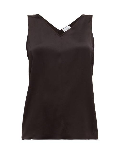 Matchesfashion.com Raey - High V Neck Silk Cami Top - Womens - Black