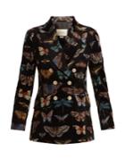 Gucci Peak-lapel Butterfly-print Stretch-cotton Jacket