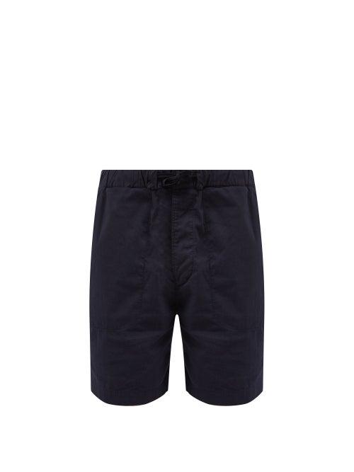 Albam - Drawstring-waist Cotton-seersucker Shorts - Mens - Navy