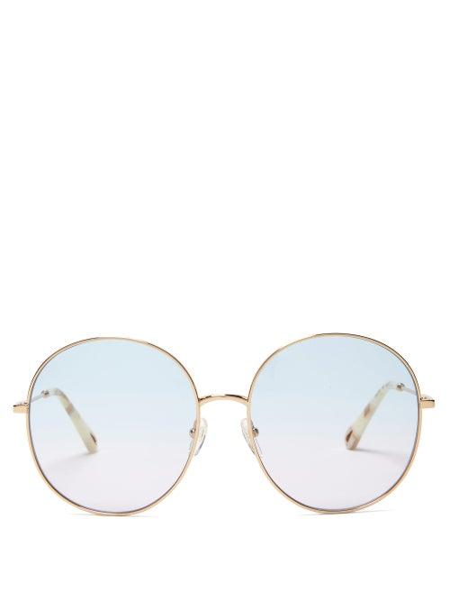 Matchesfashion.com Chlo - Eliz Round Metal Sunglasses - Womens - Light Blue
