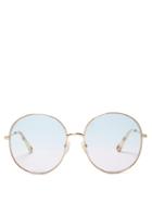Matchesfashion.com Chlo - Eliz Round Metal Sunglasses - Womens - Light Blue