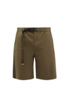 Moncler - Logo-belt Cotton-blend Twill Shorts - Mens - Green