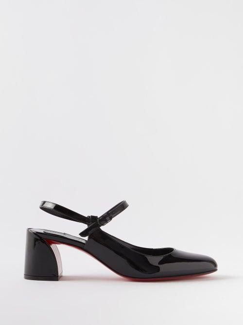 Christian Louboutin - Miss Jane 55 Patent-leather Slingback Pumps - Womens - Black