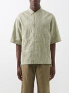 Itoh - Patchworked Striped-cotton Shirt - Mens - Light Green