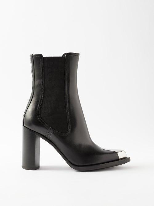 Alexander Mcqueen - Punk 90 Metal-toecap Leather Ankle Boots - Womens - Black