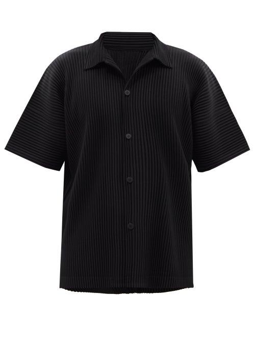 Homme Pliss Issey Miyake - Short-sleeved Technical-pleated Jersey Shirt - Mens - Black