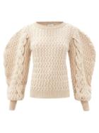 Matchesfashion.com Lemaire - Boat-neck Cabled-wool Sweater - Womens - Beige