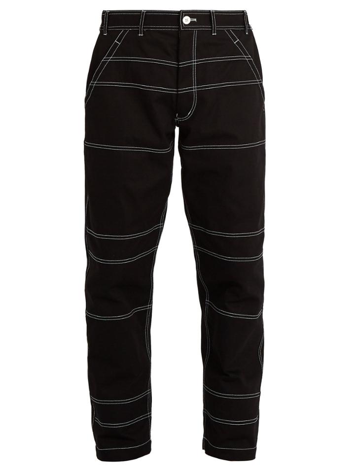 Comme Des Garçons Shirt Contrast-stitch Panelled Cotton Trousers
