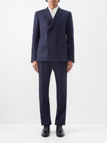 Valentino - Double-breasted Wool Suit - Mens - Blue