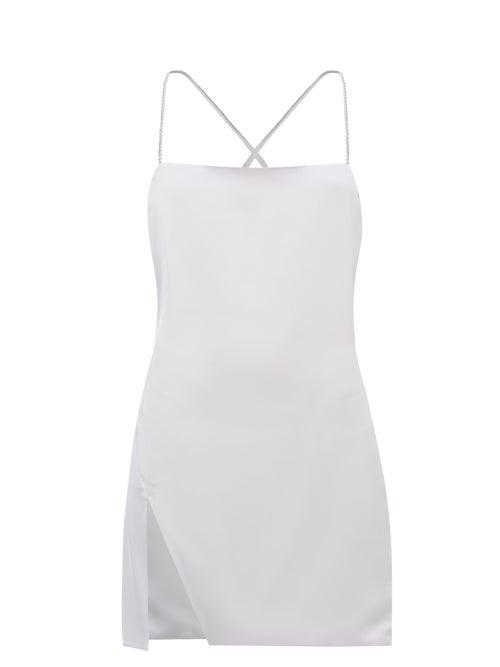 The Attico - Fujiko Crystal-embellished Satin Mini Dress - Womens - Silver