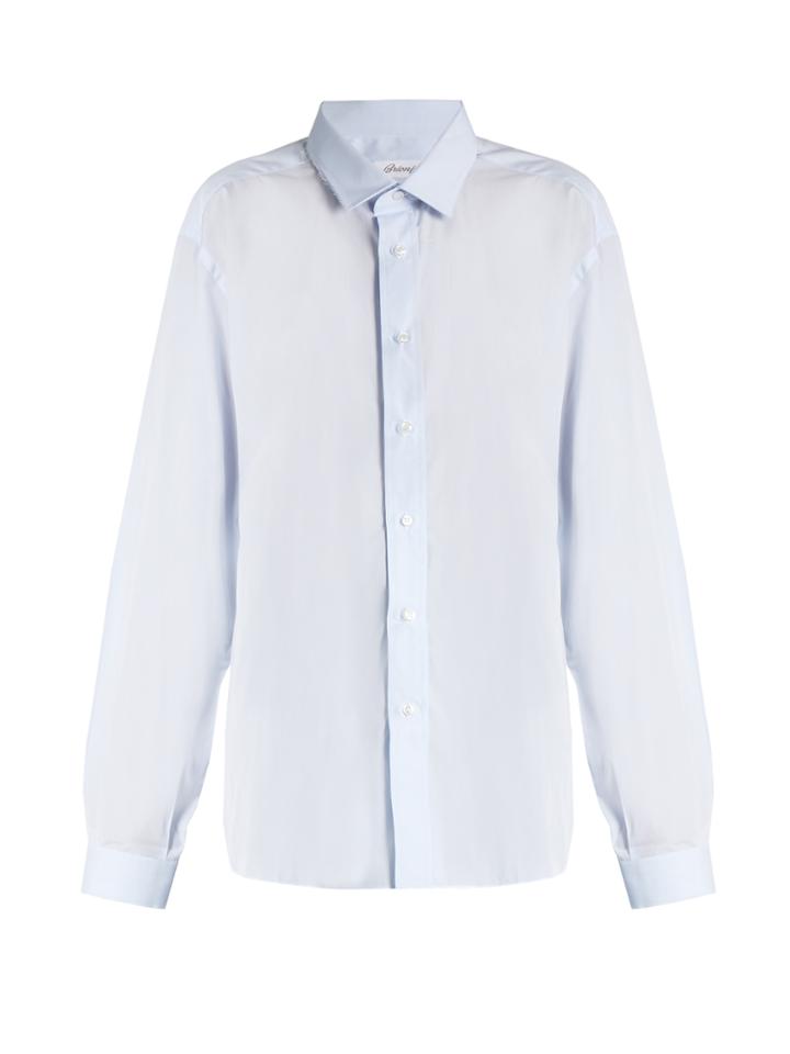 Vetements X Brioni Frayed-edge Cropped-back Shirt