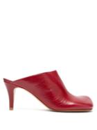 Matchesfashion.com Bottega Veneta - Exaggerated Toe Leather Mules - Womens - Burgundy