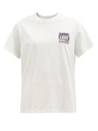 Ganni - Logo-embroidered Jersey T-shirt - Womens - Ivory Multi