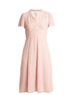 Matchesfashion.com Hvn - Morgan Short Sleeved Velvet Dress - Womens - Pink