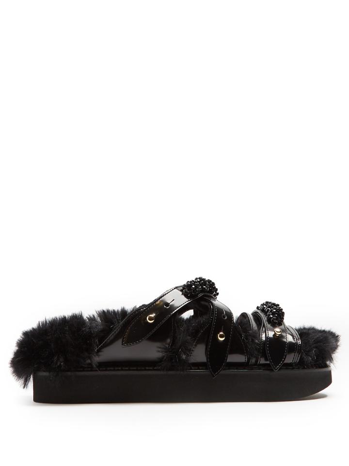 Simone Rocha Faux-fur Lined Leather Slides