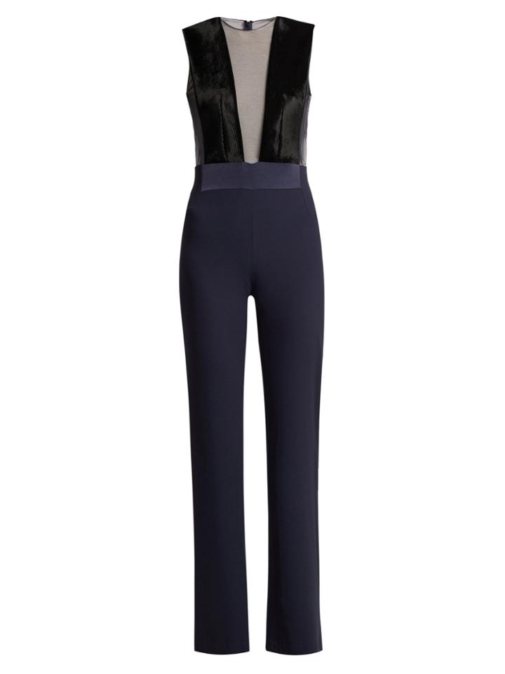 Galvan Gwyneth Panelled Crepe Jumpsuit
