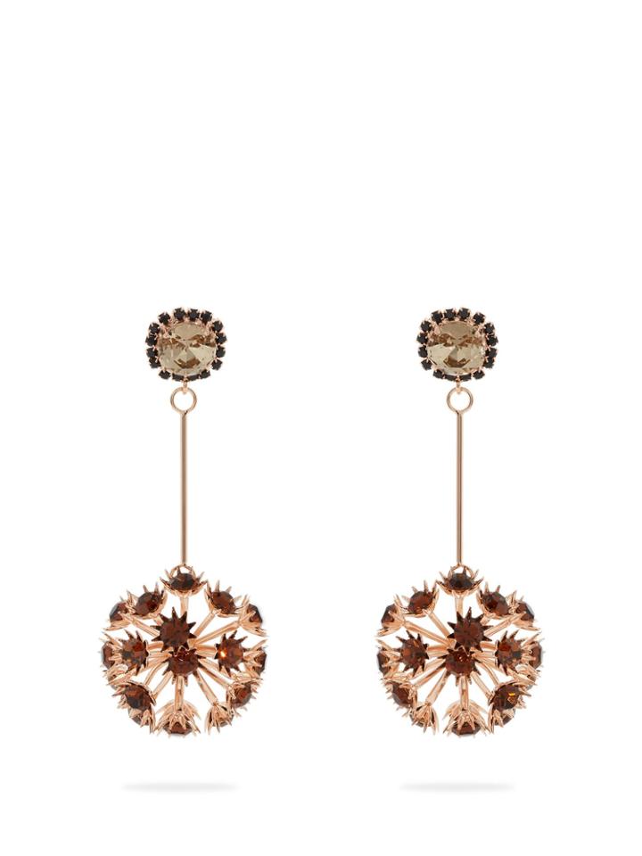 Erdem Crystal-embellished Floral Drop Earrings