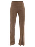 A.w.a.k.e. Mode - Split-cuff High-rise Check-twill Trousers - Womens - Brown Multi