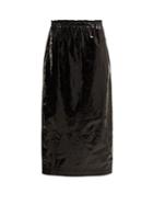 Matchesfashion.com Raey - Elasticated Waist Crinkled Leather Skirt - Womens - Black