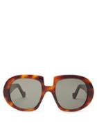 Matchesfashion.com Loewe - Oversized Tortoiseshell Effect Acetate Sunglasses - Womens - Tortoiseshell