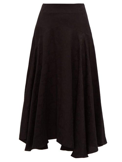 Matchesfashion.com Chlo - Flou Thistle Jacquard Midi Skirt - Womens - Black