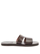 Ancient Greek Sandals - Apteros Leather Slides - Mens - Brown
