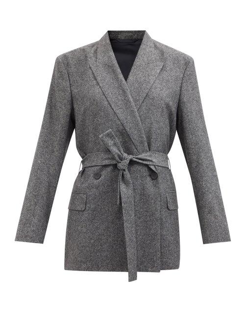 Acne Studios - Jamila Tie-belt Tweed Blazer - Womens - Mid Grey