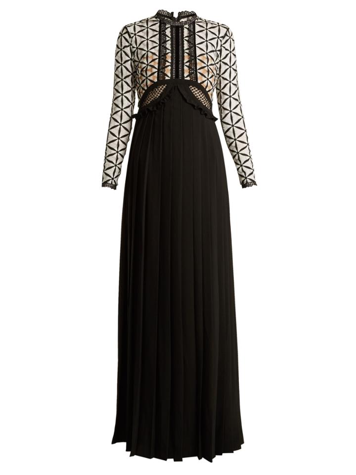 Self-portrait Lace-panel Long-sleeved Dress