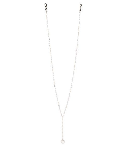 Matchesfashion.com Linda Farrow - Logo Charm Gold Plated Sunglasses Chain - Womens - White Gold