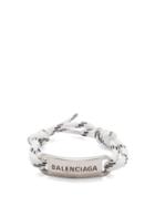 Balenciaga - Plate Logo Corded Bracelet - Womens - White Multi