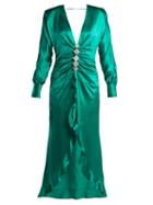 Matchesfashion.com Alessandra Rich - Crystal Embellished Silk Satin Dress - Womens - Green