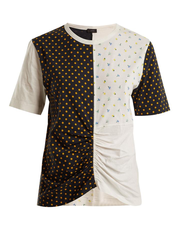 Joseph Round-neck Patchwork Print Cotton T-shirt