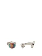 Matchesfashion.com Paul Smith - Button Metal And Resin-striped Cufflinks - Mens - Multi