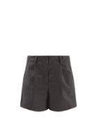 The Frankie Shop - Manon Pleated Faux-leather Shorts - Womens - Black