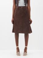 Maximilian Davis - Telford Suede Midi Skirt - Womens - Chocolate