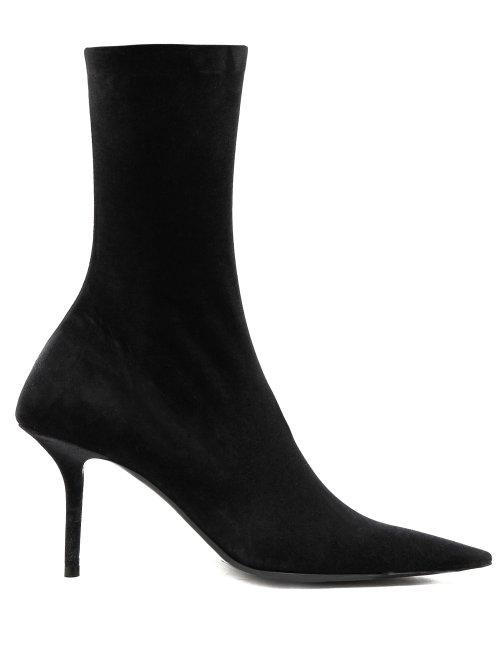 Matchesfashion.com Balenciaga - Square Knife Velvet Booties - Womens - Black