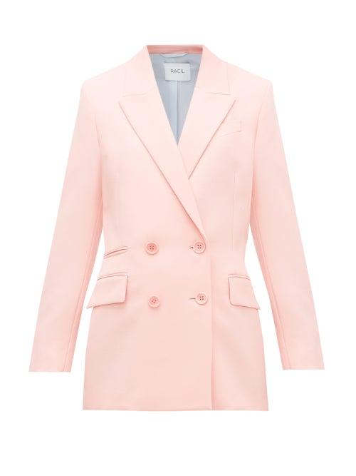 Matchesfashion.com Racil - Archie Double-breasted Wool-twill Jacket - Womens - Pink