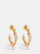 Lizzie Mandler - Knife Edge Xs Diamond & 18kt Gold Earrings - Womens - Gold Multi